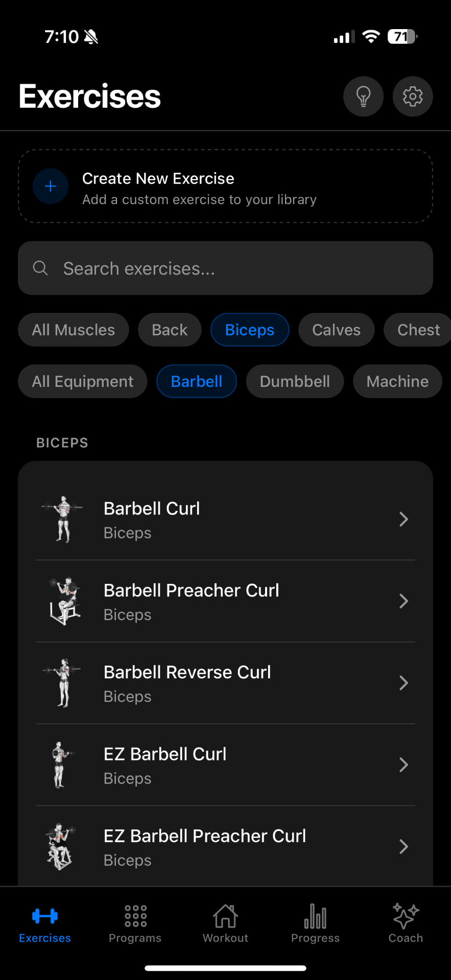 NextSet exercise library with animated visuals