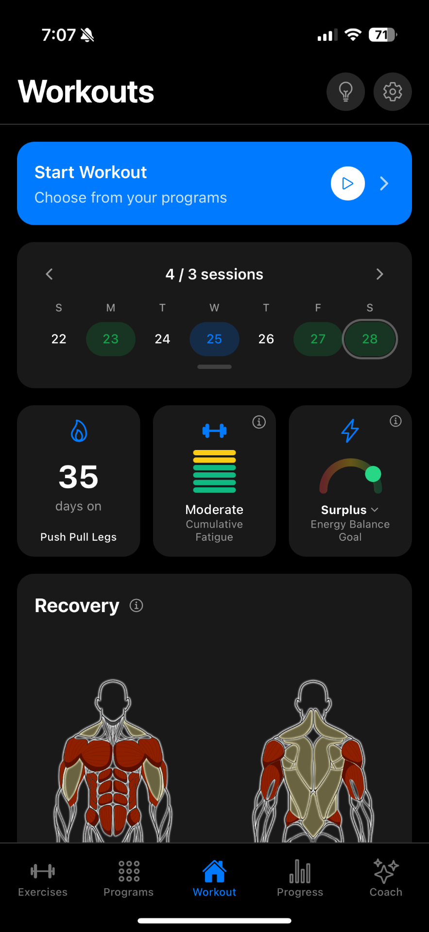 NextSet recovery and fatigue tracking